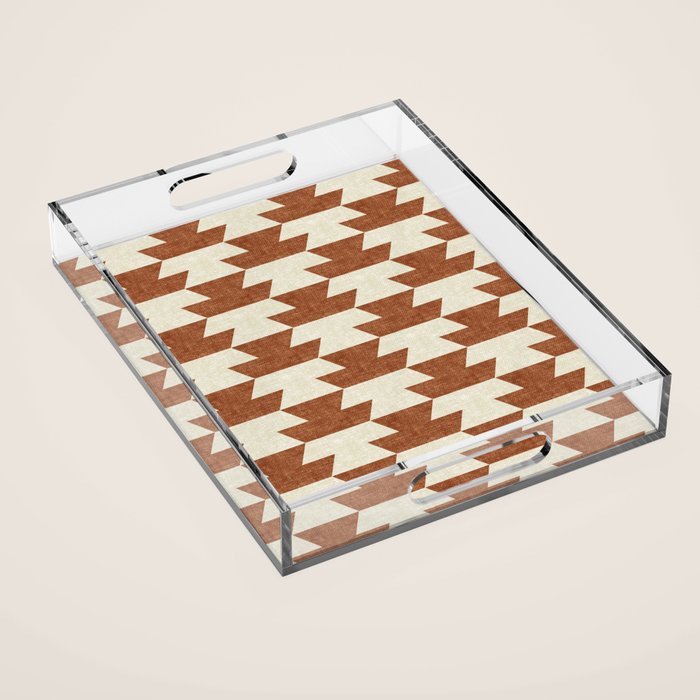 Boho Geometric Aztec In Ginger Acrylic Tray