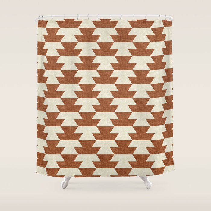 Boho Geometric Aztec In Ginger Shower Curtain