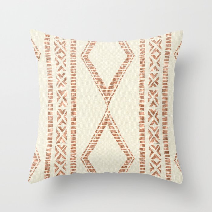 Oceania Diamond Stripes - Ginger On Cream Throw Pillow