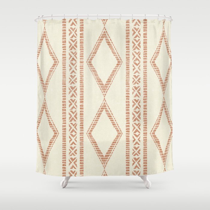 Oceania Diamond Stripes - Ginger On Cream Shower Curtain