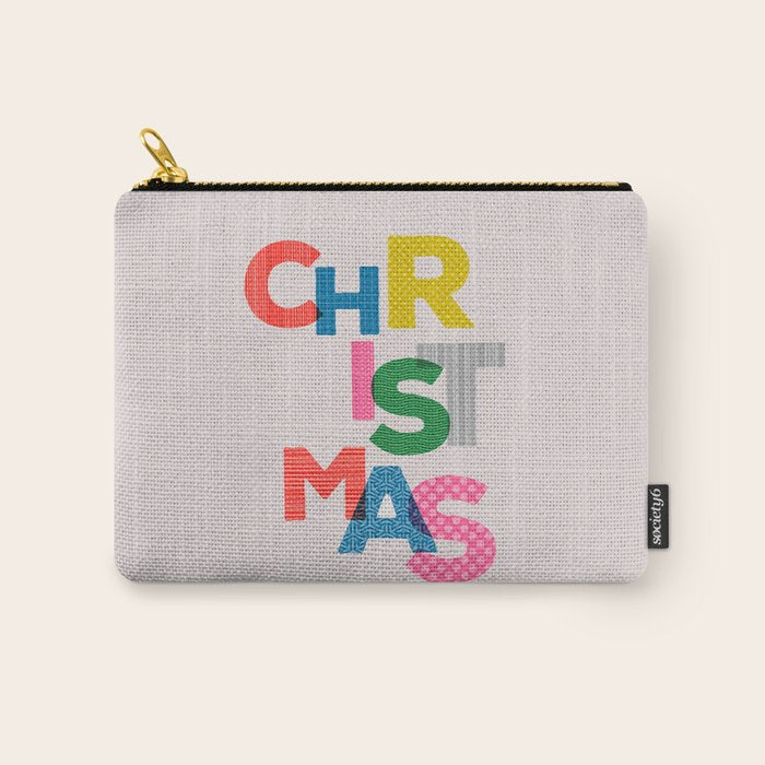 Christmas Colorful Typography Carry All Pouch