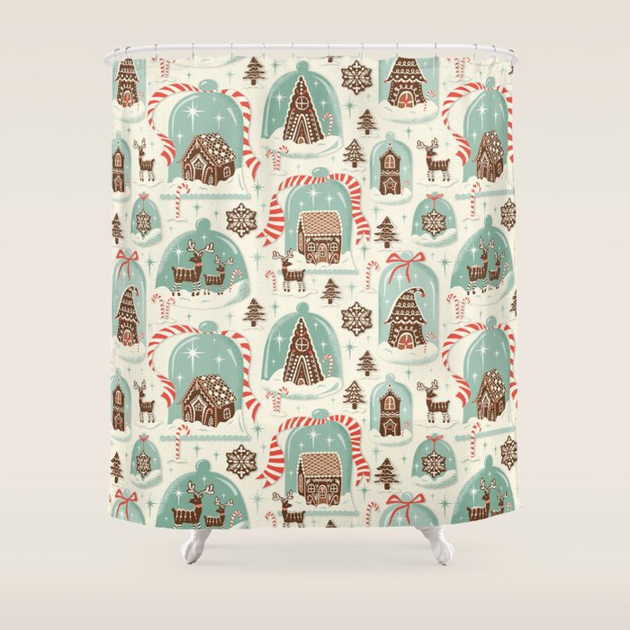 Gingerbread Village Cream Shower Curtain