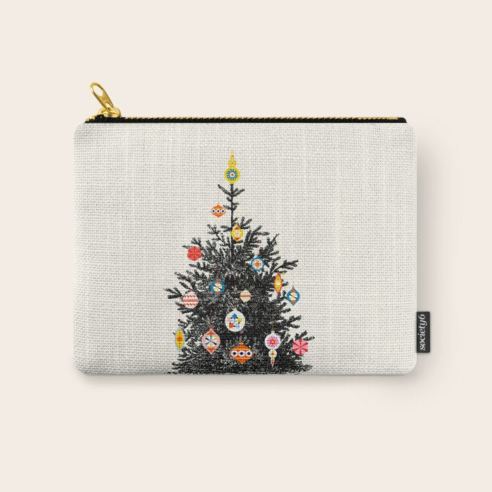 Retro Decorated Christmas Tree Carry All Pouch