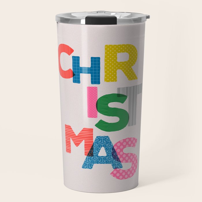 Christmas Colorful Typography Travel Mug