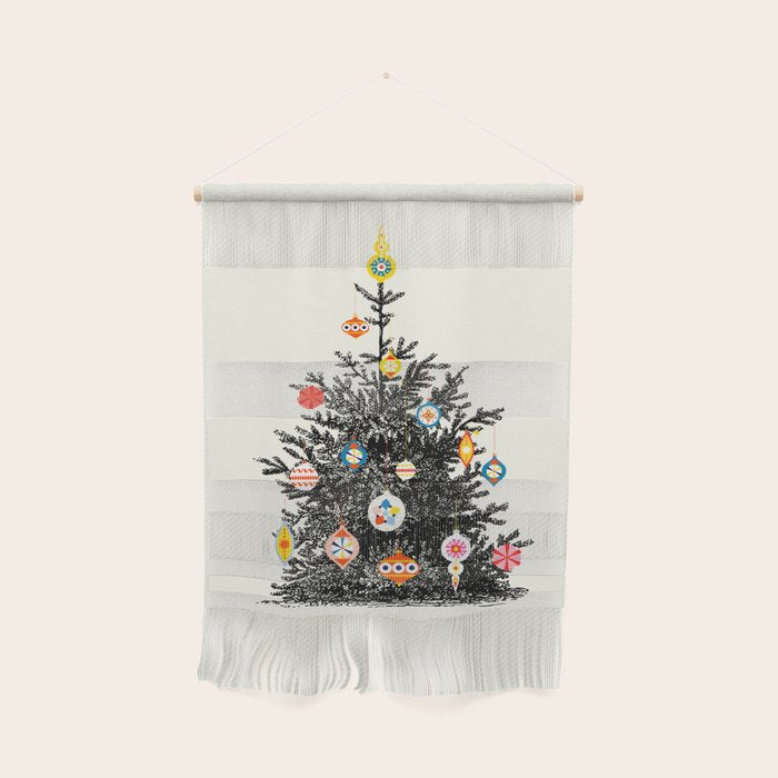 Retro Decorated Christmas Tree Wall Hanging