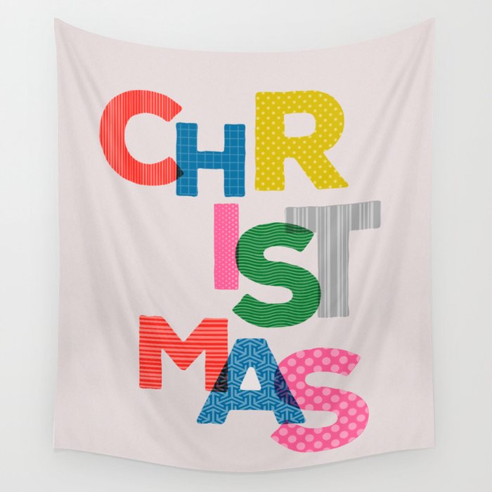 Christmas Colorful Typography Wall Tapestry