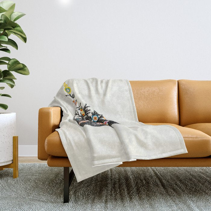 Retro Decorated Christmas Tree Throw Blanket