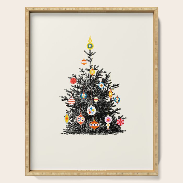 Retro Decorated Christmas Tree Serving Tray