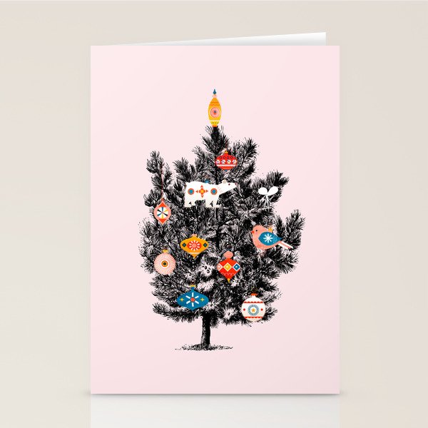 Retro Christmas Tree No3 Stationery Card