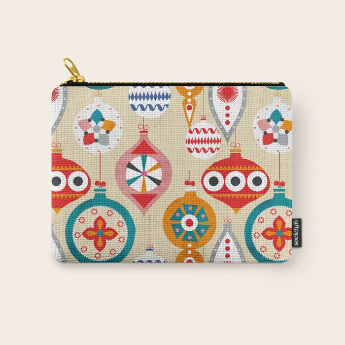 Retro Christmas Ornaments Pattern Carry All Pouch