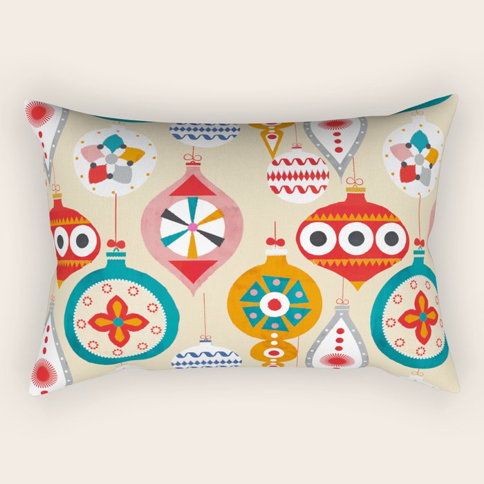 Retro Christmas Ornaments Pattern Rectangular Pillow