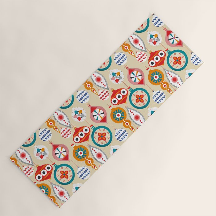 Retro Christmas Ornaments Pattern Yoga Mat