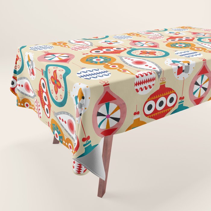 Retro Christmas Ornaments Pattern Tablecloth