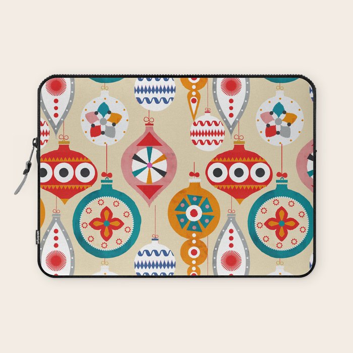 Retro Christmas Ornaments Pattern Laptop Sleeve