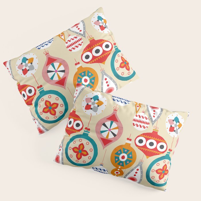 Retro Christmas Ornaments Pattern Pillow Sham