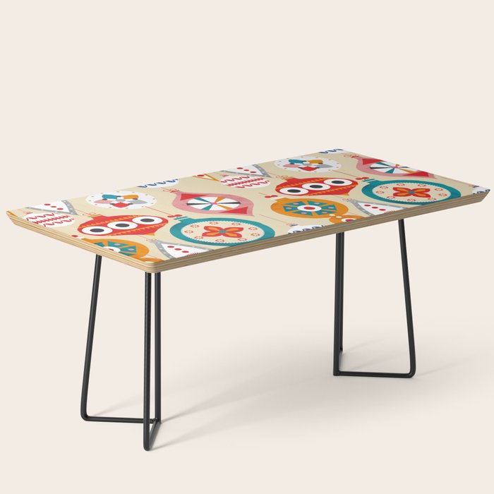 Retro Christmas Ornaments Pattern Coffee Table