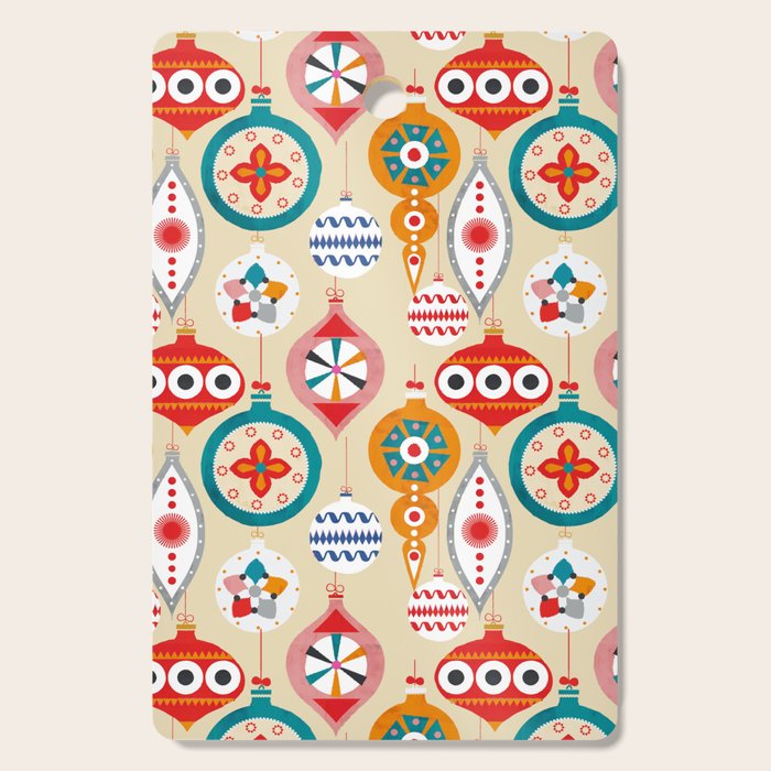 Retro Christmas Ornaments Pattern Cutting Board