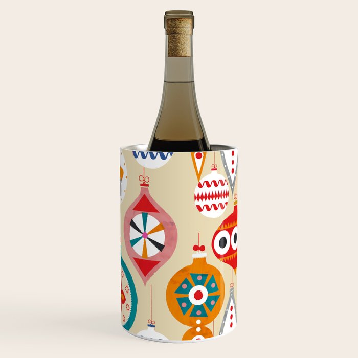 Retro Christmas Ornaments Pattern Wine Chiller