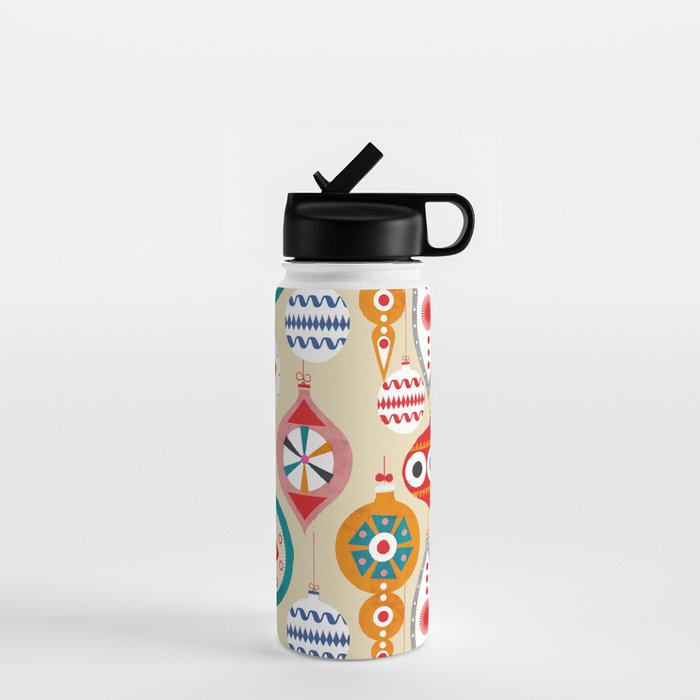 Retro Christmas Ornaments Pattern Water Bottle
