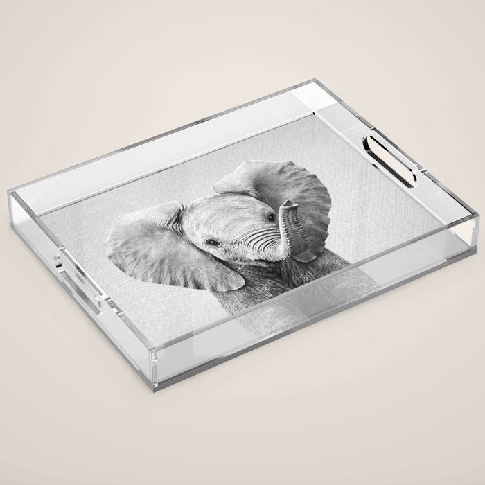 Baby Elephant - Black & White Acrylic Tray