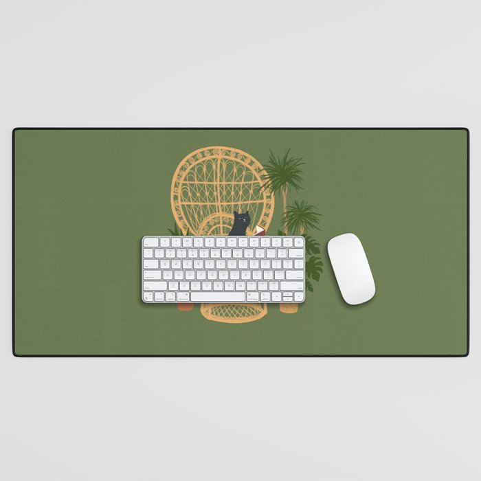 Hidden Cat 51 Private Forest Reading Area Rattan Chair Desk Mat