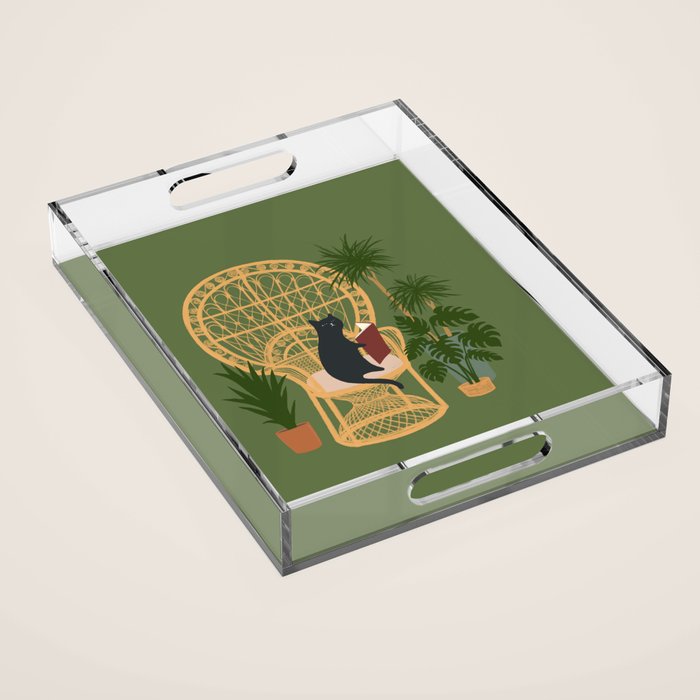 Hidden Cat 51 Private Forest Reading Area Rattan Chair Acrylic Tray