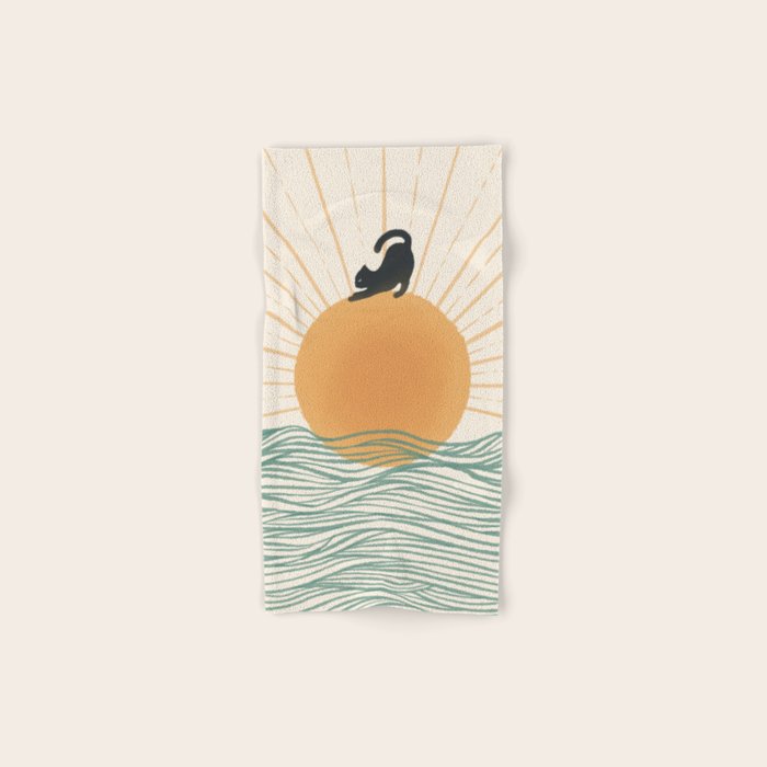 Good Morning Meow 7 Sunny Day Ocean  Bath Towel