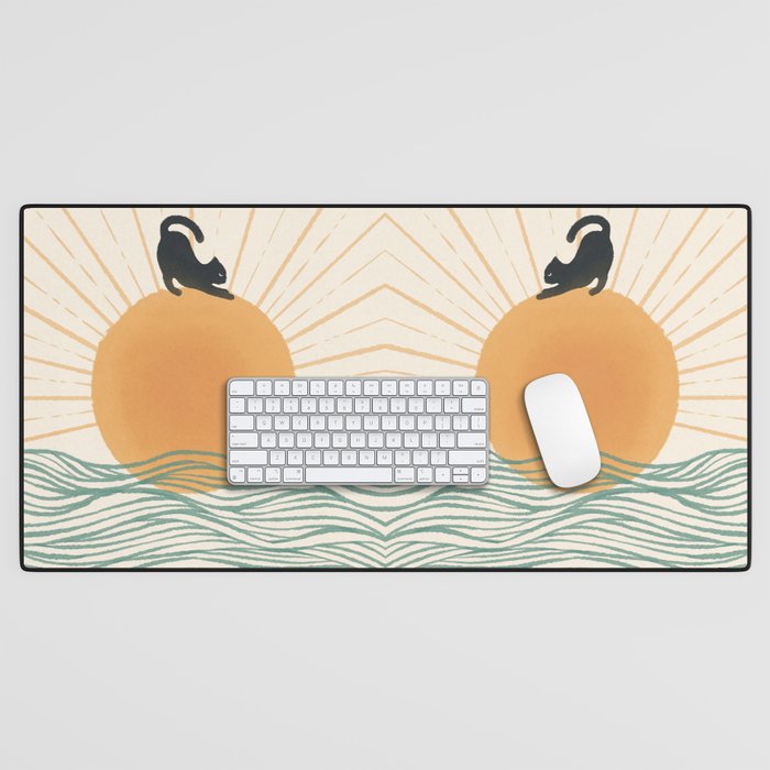 Good Morning Meow 7 Sunny Day Ocean  Desk Mat