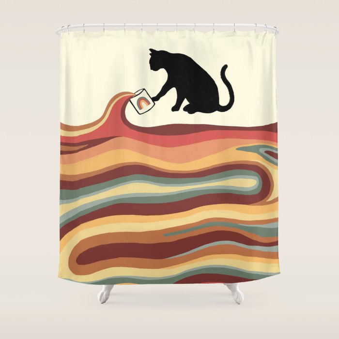Rainbow Cat 1 Coffee Milk Drop Shower Curtain