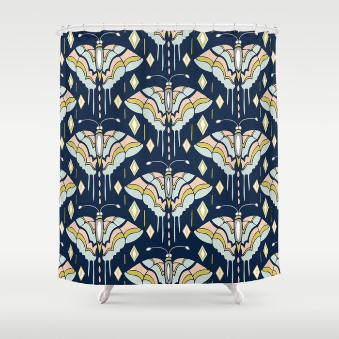 La Maison Des Papillons - Midnight Shower Curtain