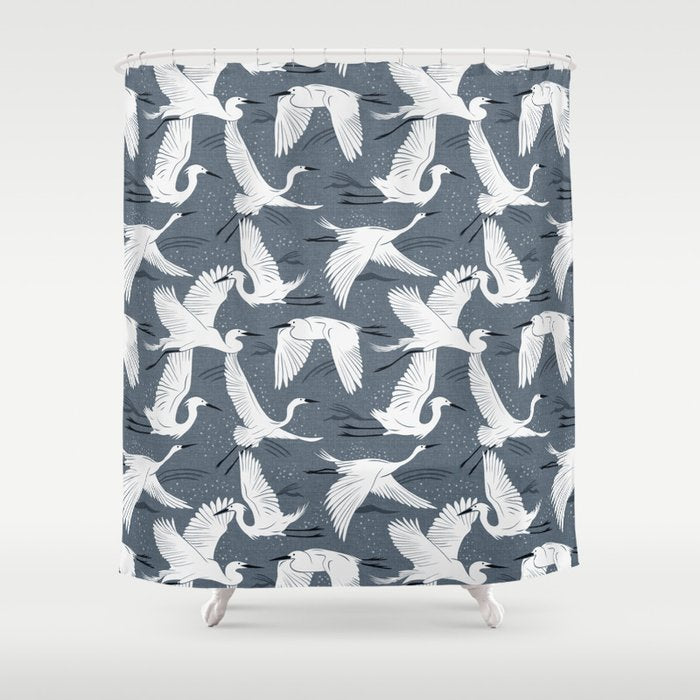 Soaring Wings - Steel Blue Grey Shower Curtain