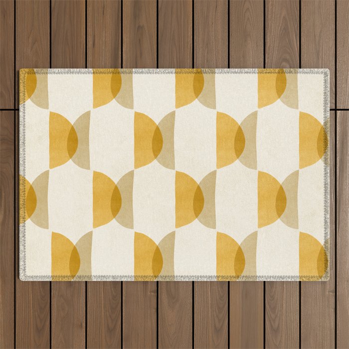 Shape Study In Gold / Geometric Pattern Outdoor Rug