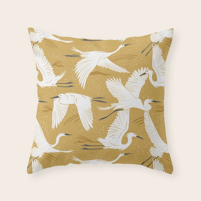 Soaring Wings - Goldenrod Yellow Throw Pillow