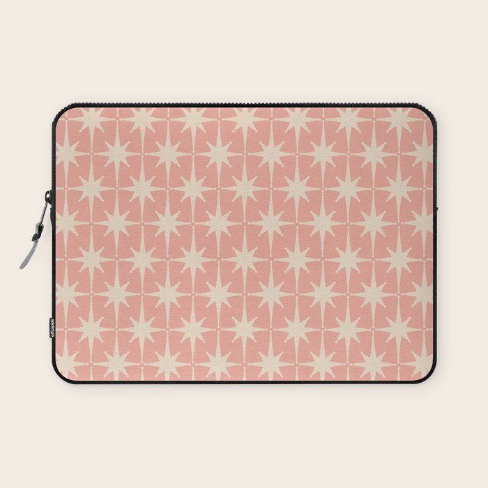 Atomic Age 1950s Retro Starburst Pattern In Cream And Blush Pink  Laptop Sleeve