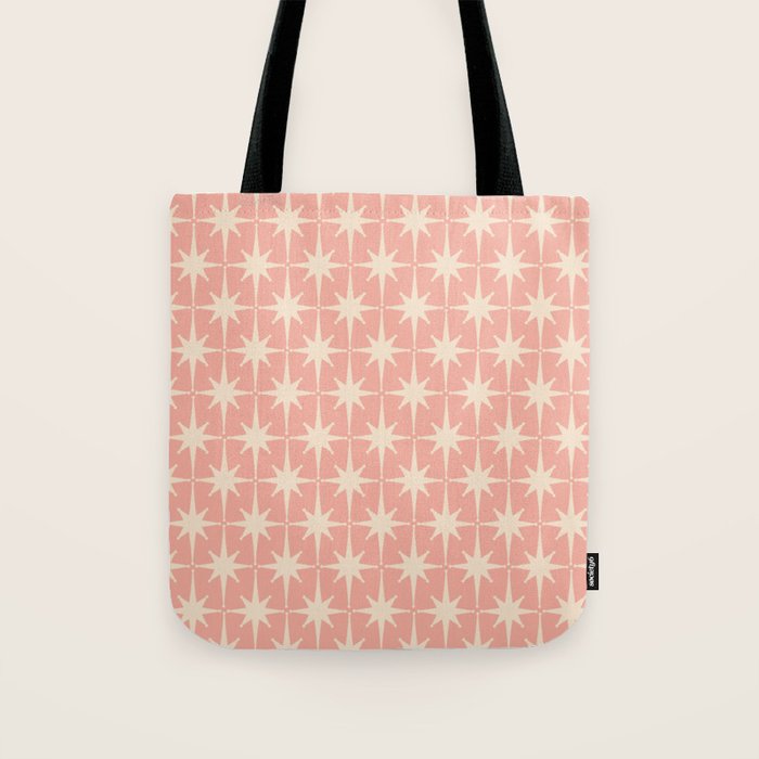 Atomic Age 1950s Retro Starburst Pattern In Cream And Blush Pink  Tote Bag