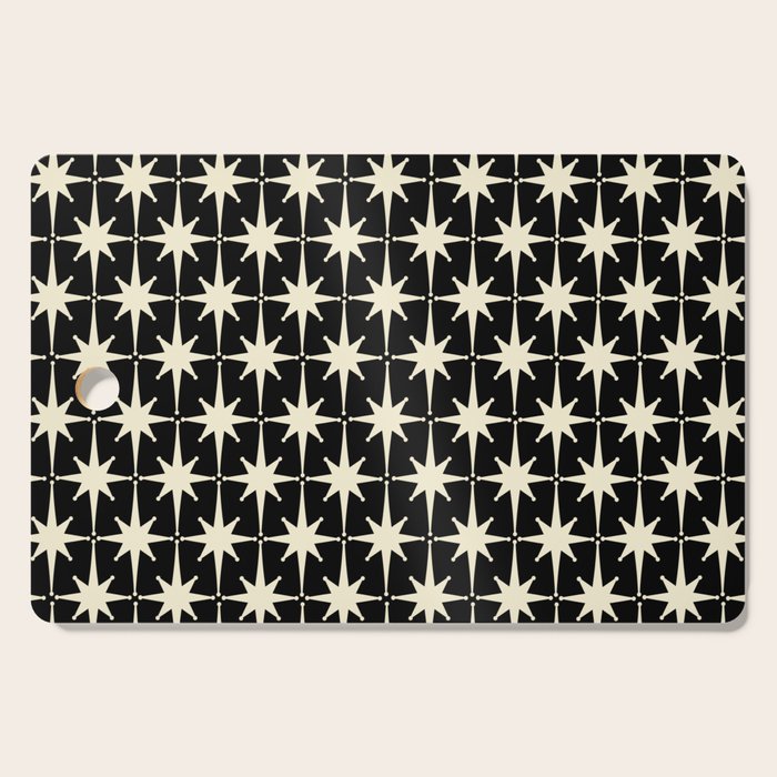 Midcentury Modern Atomic Age Starburst Pattern In Retro Cream And Black Cutting Board