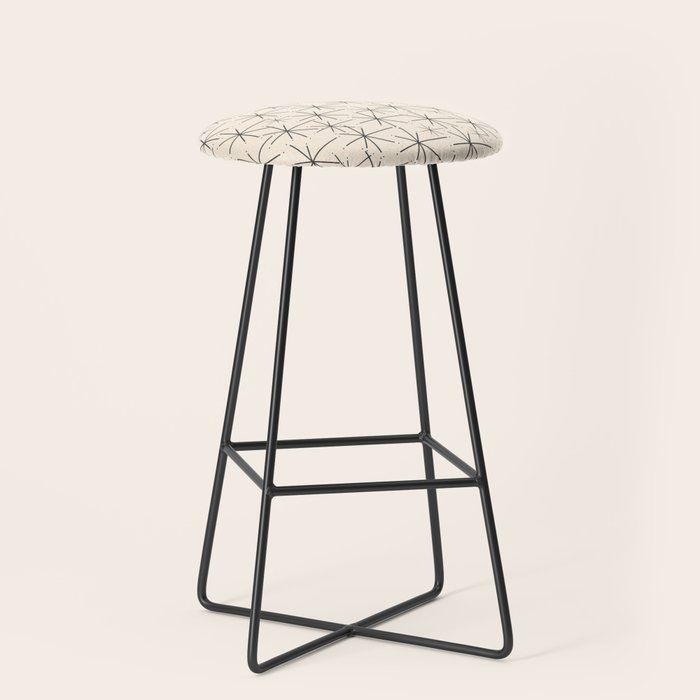 Stella - Atomic Age Mid Century Modern Starburst Pattern In Charcoal Gray And Almond Cream Stool