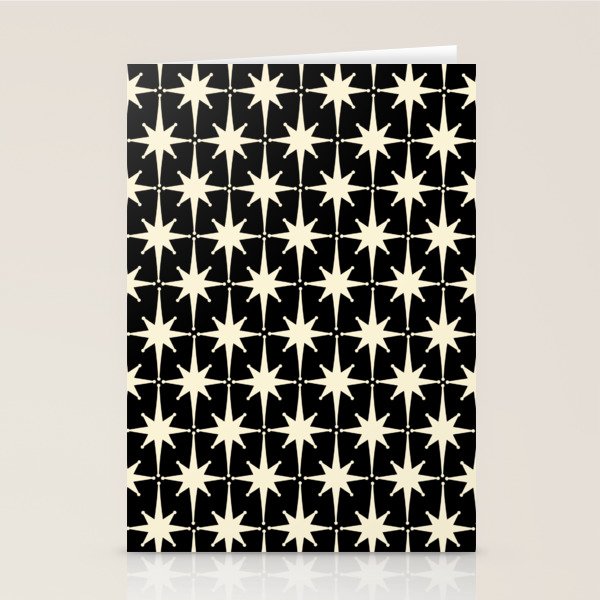 Midcentury Modern Atomic Age Starburst Pattern In Retro Cream And Black Stationery Card