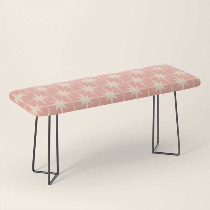 Atomic Age 1950s Retro Starburst Pattern In Cream And Blush Pink  Bench