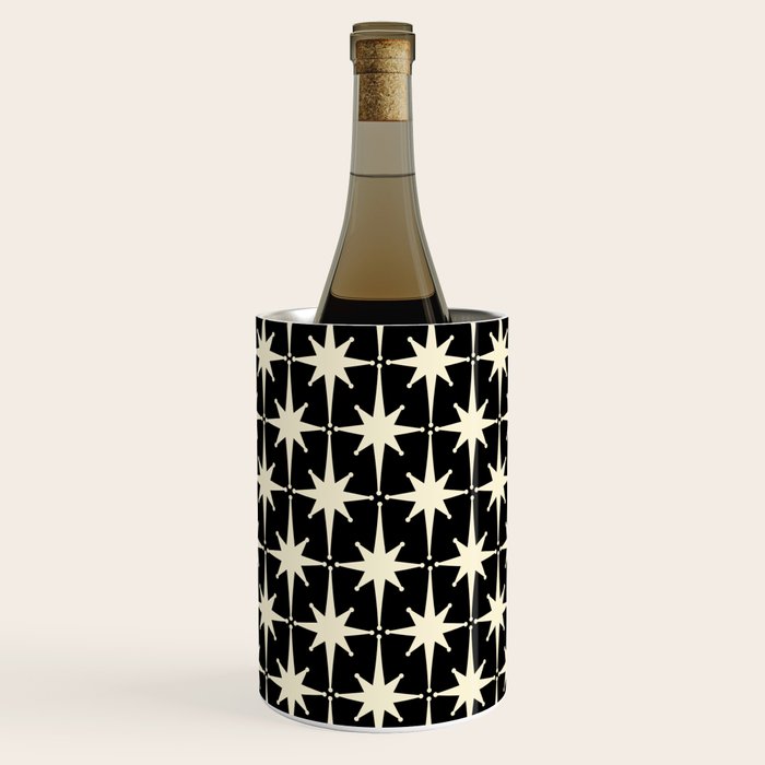 Midcentury Modern Atomic Age Starburst Pattern In Retro Cream And Black Wine Chiller