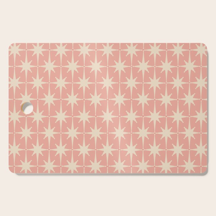 Atomic Age 1950s Retro Starburst Pattern In Cream And Blush Pink  Cutting Board