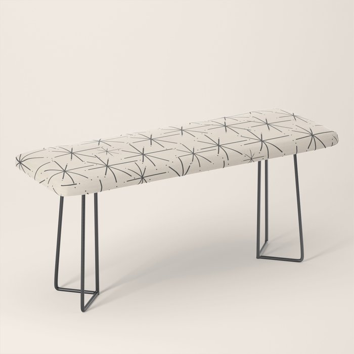 Stella - Atomic Age Mid Century Modern Starburst Pattern In Charcoal Gray And Almond Cream Bench