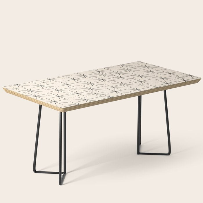 Stella - Atomic Age Mid Century Modern Starburst Pattern In Charcoal Gray And Almond Cream Coffee Table