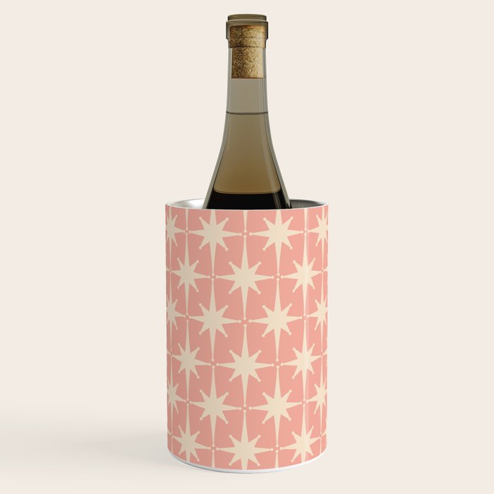 Atomic Age 1950s Retro Starburst Pattern In Cream And Blush Pink  Wine Chiller
