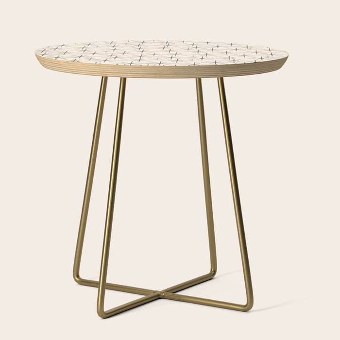 Stella - Atomic Age Mid Century Modern Starburst Pattern In Charcoal Gray And Almond Cream Side Table