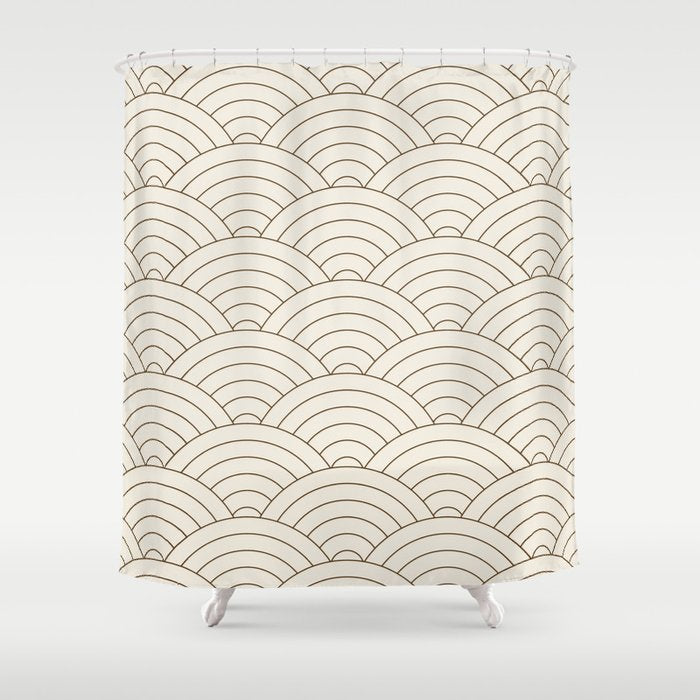 Waves (Cream & Chocolate) Shower Curtain