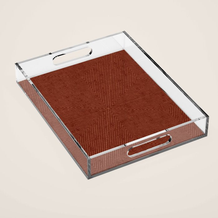 Boho Triangle Stripes - Rust Acrylic Tray