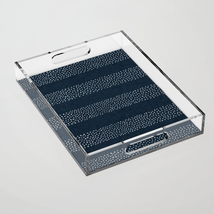 Angrand Stipple Stripes - Navy Blue Acrylic Tray