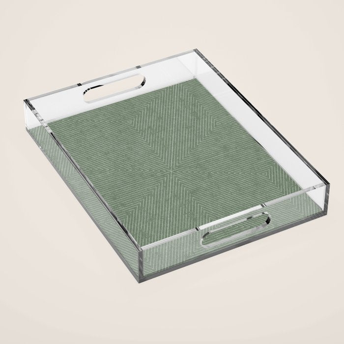 Boho Triangle Stripes - Sage Acrylic Tray