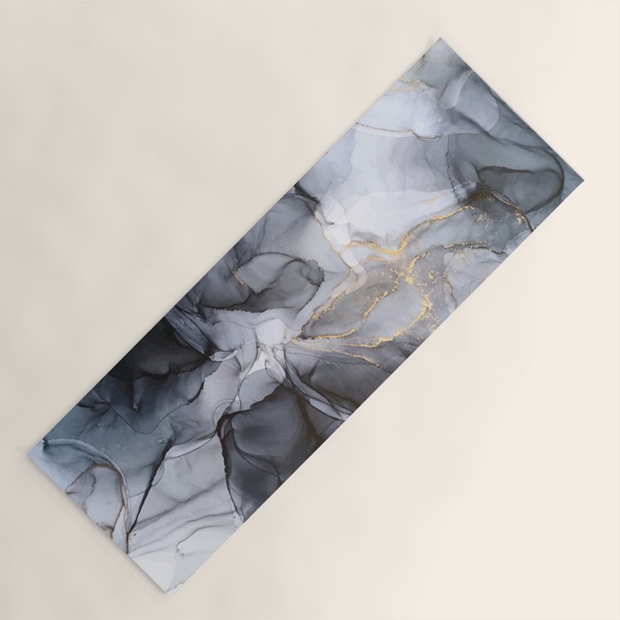 Calm But Dramatic Light Monochromatic Black & Grey Abstract Yoga Mat